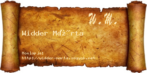 Widder Márta névjegykártya